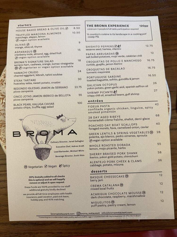Broma - Mountain View, CA menu_pic