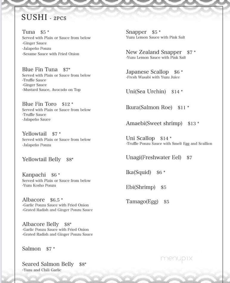 Nagahasu By Sushi Yu/Mi - Los Angeles, CA menu_pic