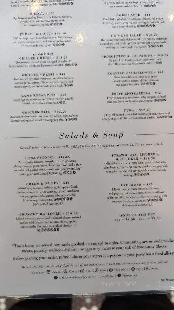 Tatte Bakery and Cafe - Washington, DC menu_pic