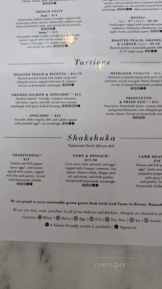 Tatte Bakery and Cafe - Washington, DC menu_pic