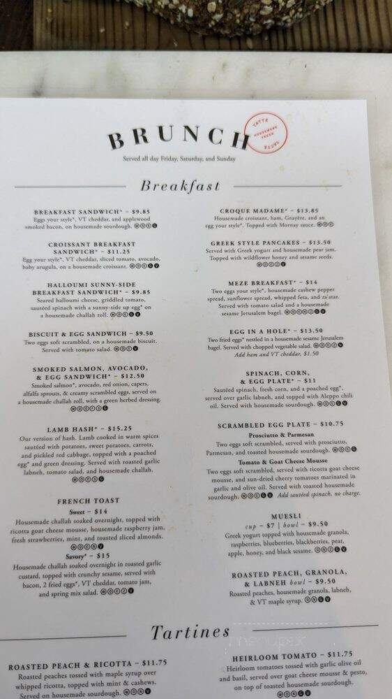 Tatte Bakery and Cafe - Washington, DC menu_pic