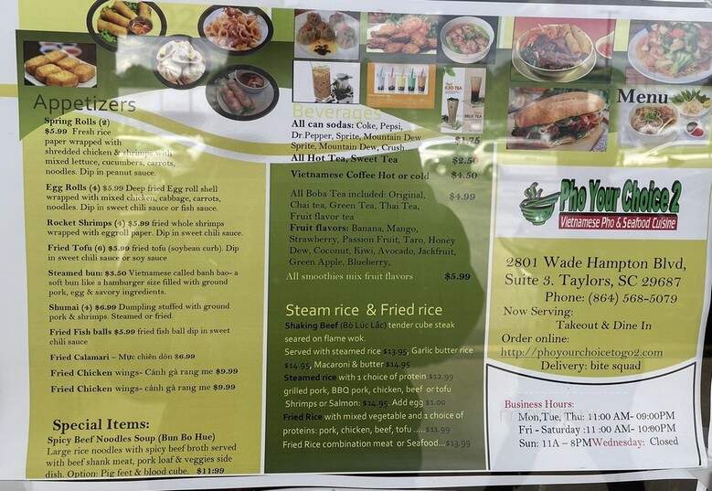 Pho Your Choice 2 - Taylors, SC menu_pic