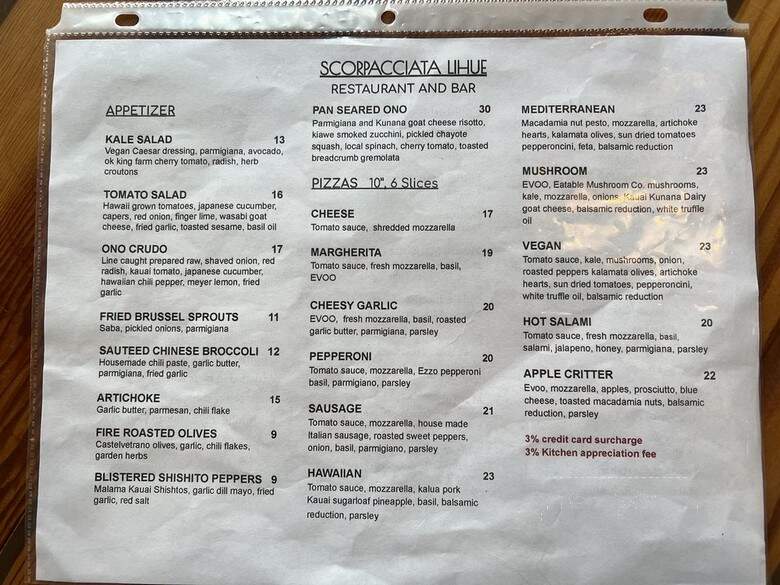 Scorpacciata Neapolitan Style Pizza - Lihue, HI menu_pic