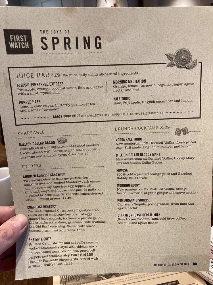 First Watch - Pittsburgh, PA menu_pic