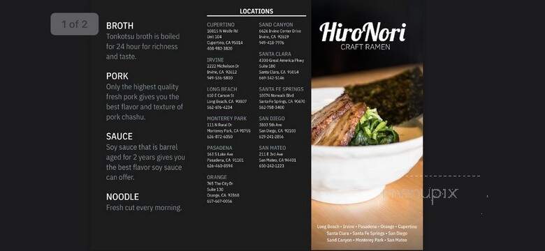 HiroNori Craft Ramen - Orange, CA menu_pic
