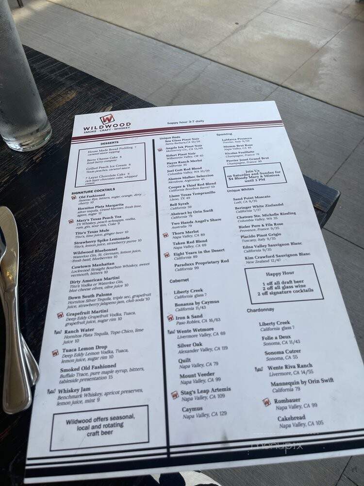Wildwood Smoke Craft Whiskey - Richardson, TX menu_pic