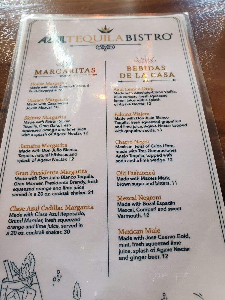 Azul Tequila - Bentonville, AR menu_pic