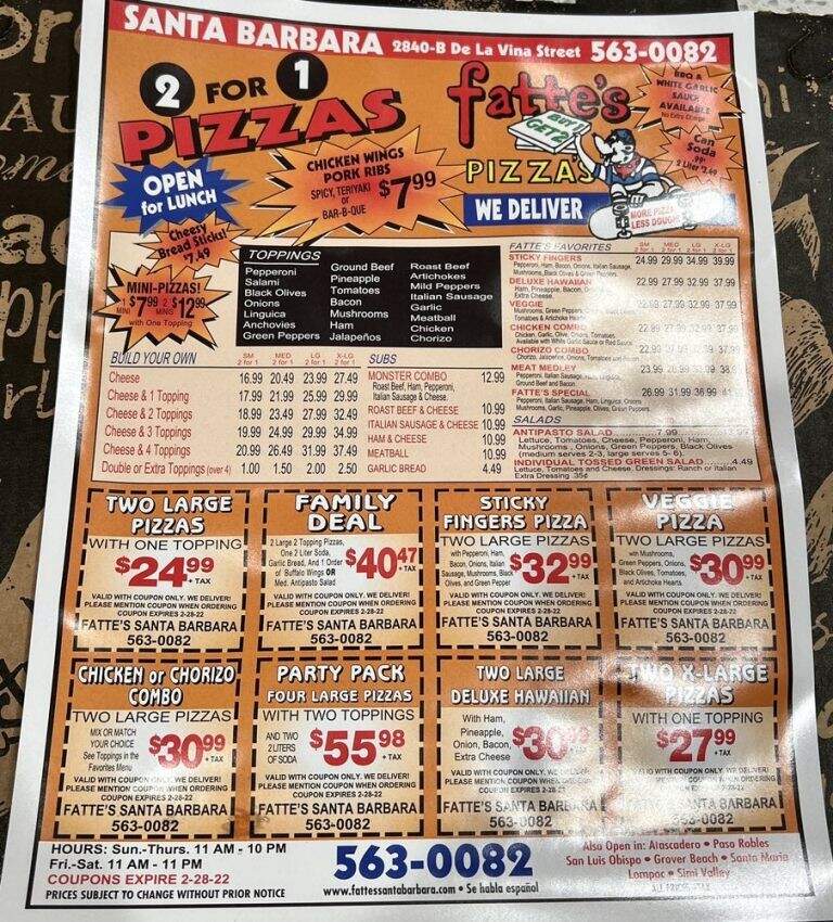 Fattes Pizza - Santa Barbara, CA menu_pic