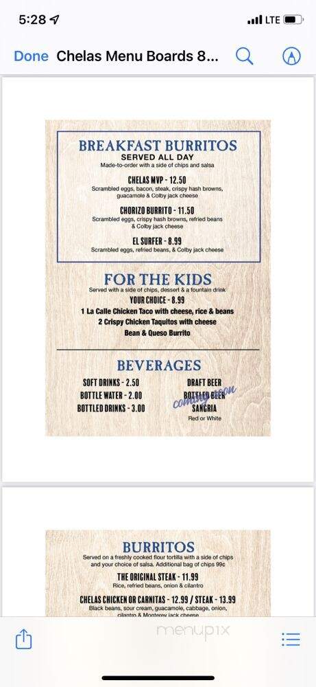 Chelas Mexican Kitchen - San Clemente, CA menu_pic