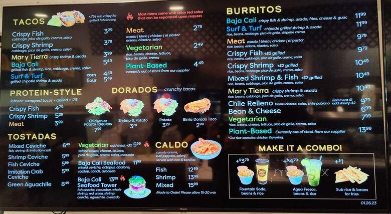 Baja Cali Fish & Tacos - Monrovia, CA menu_pic