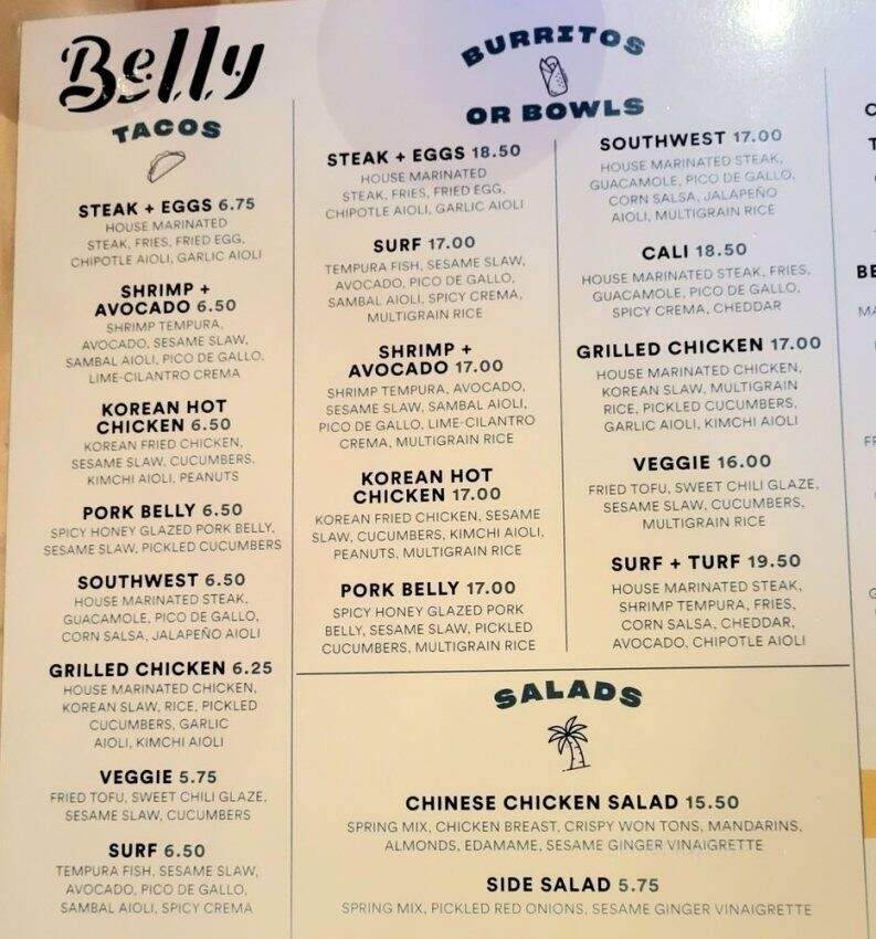 Belly - Oakland, CA menu_pic
