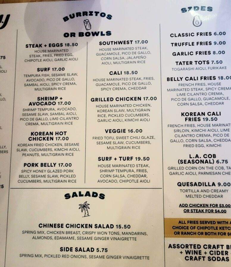 Belly - Oakland, CA menu_pic