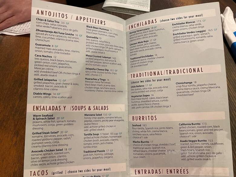 Cava Azul Cocina & Cantina - Woodinville, WA menu_pic