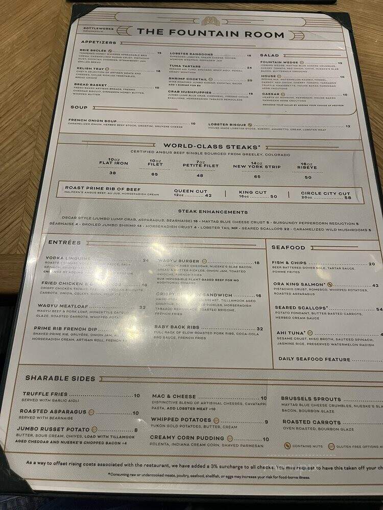 The Fountain Room - Indianapolis, IN menu_pic