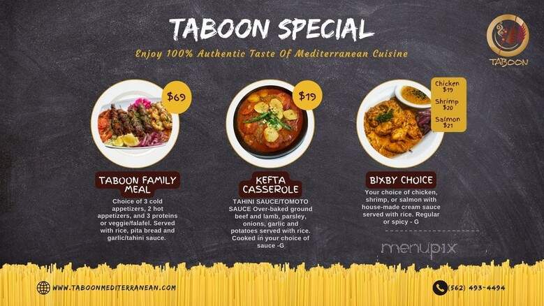 Taboon Mediterranean - Los Alamitos, CA menu_pic