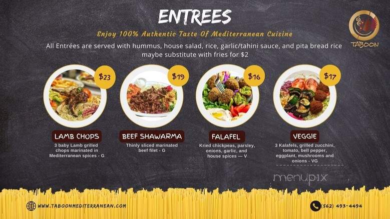 Taboon Mediterranean - Los Alamitos, CA menu_pic