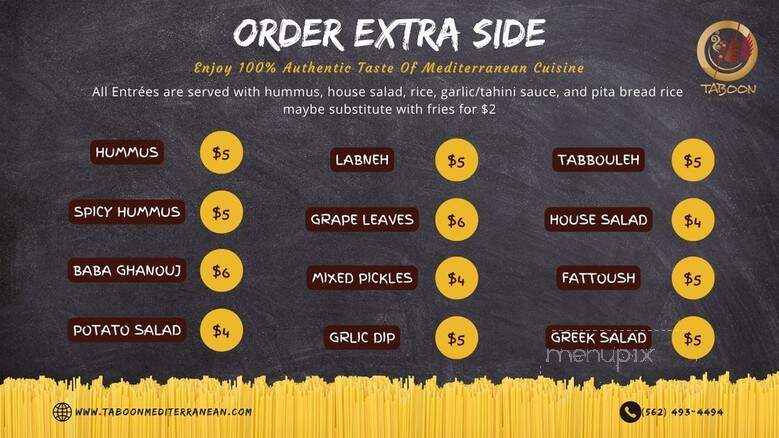 Taboon Mediterranean - Los Alamitos, CA menu_pic