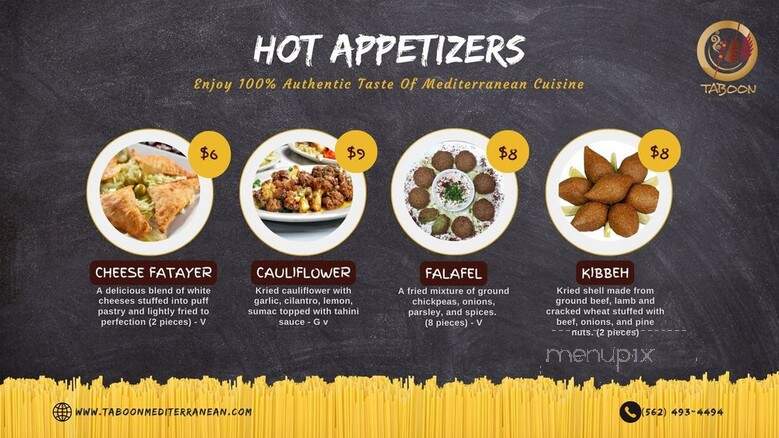 Taboon Mediterranean - Los Alamitos, CA menu_pic