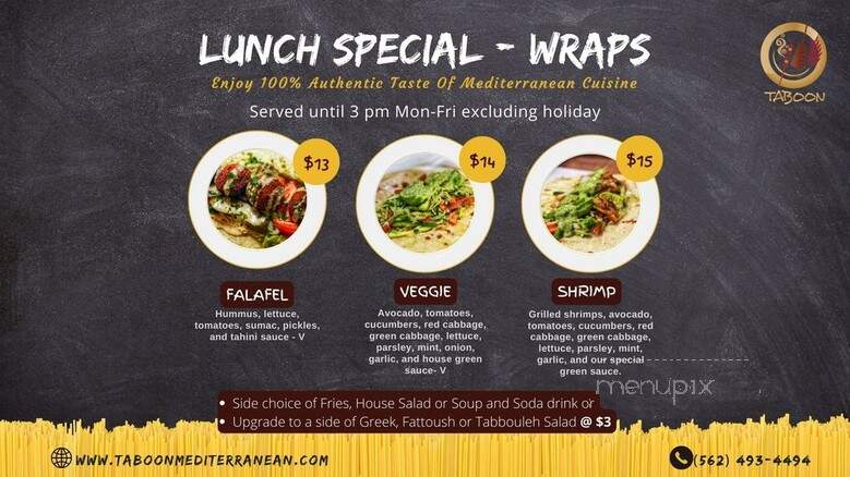 Taboon Mediterranean - Los Alamitos, CA menu_pic