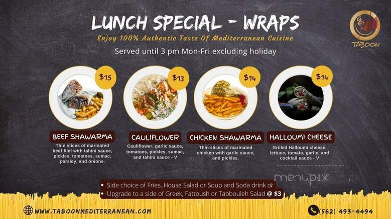 Taboon Mediterranean - Los Alamitos, CA menu_pic