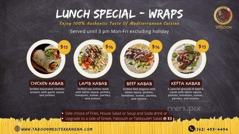 Taboon Mediterranean - Los Alamitos, CA menu_pic