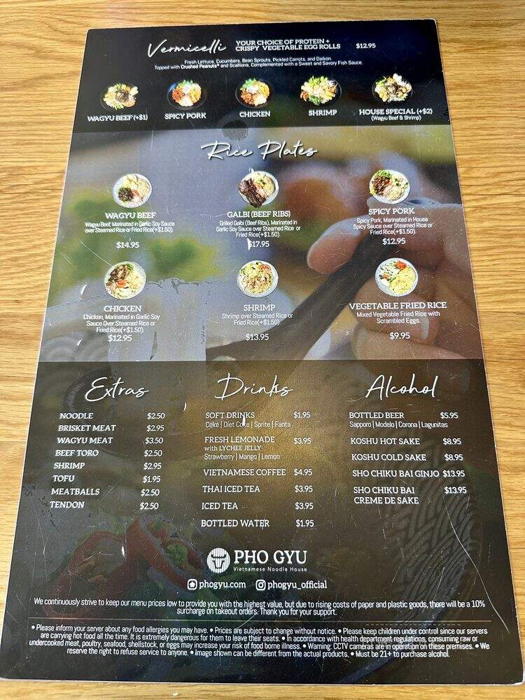 Pho Gyu Vietnamese Noodle House - Ventura, CA menu_pic