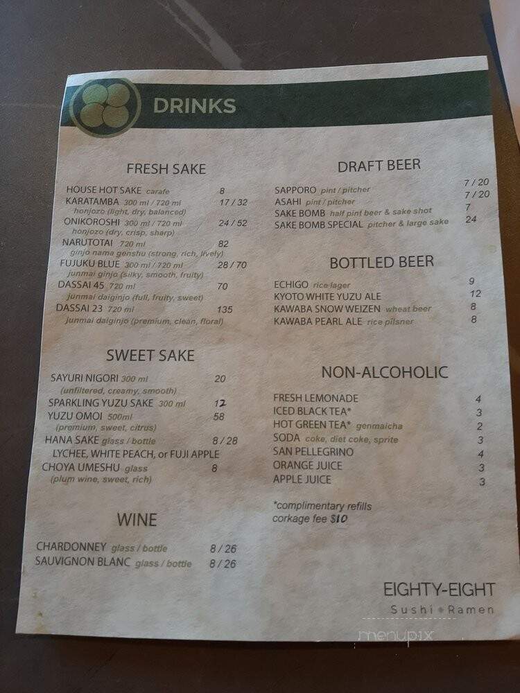 Eighty-Eight Sushi & Ramen - Mountain View, CA menu_pic
