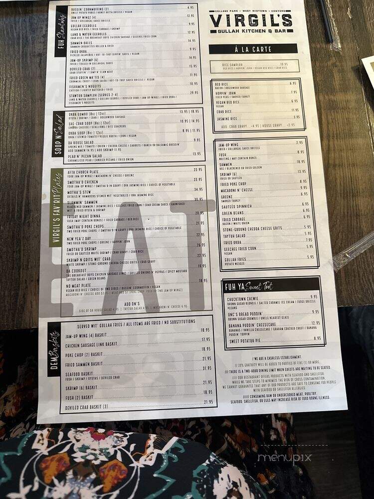Virgil's Gullah Kitchen & Bar - Atlanta, GA menu_pic