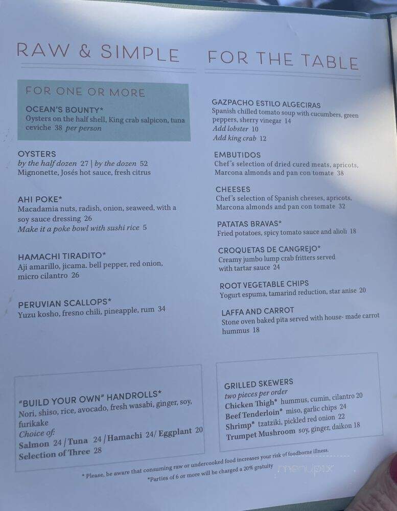 Agua Viva - Los Angeles, CA menu_pic