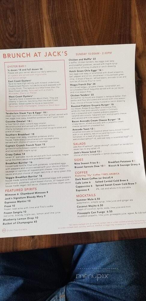 Jack's on Pearl - Denver, CO menu_pic