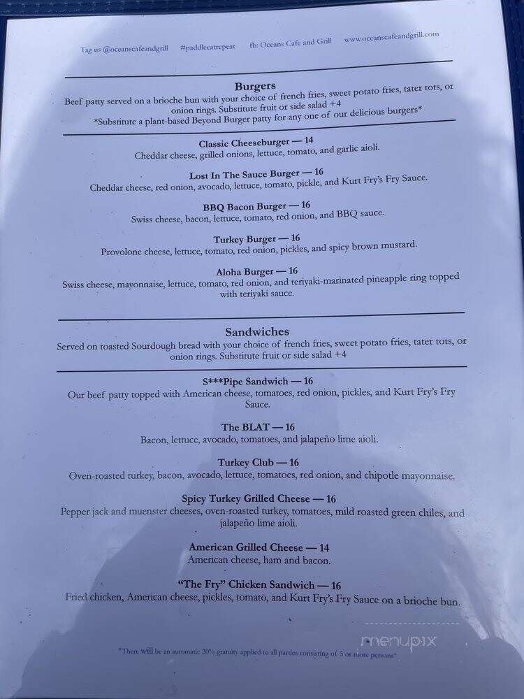 Oceans Cafe and Grill - Venice, CA menu_pic