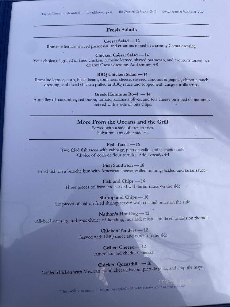 Oceans Cafe and Grill - Venice, CA menu_pic