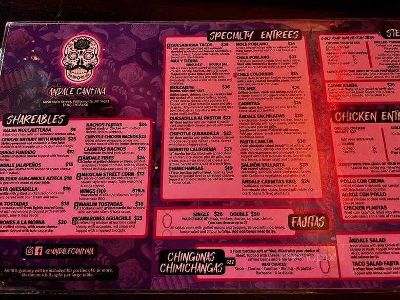 Andale Cantina - Williamsville, NY menu_pic