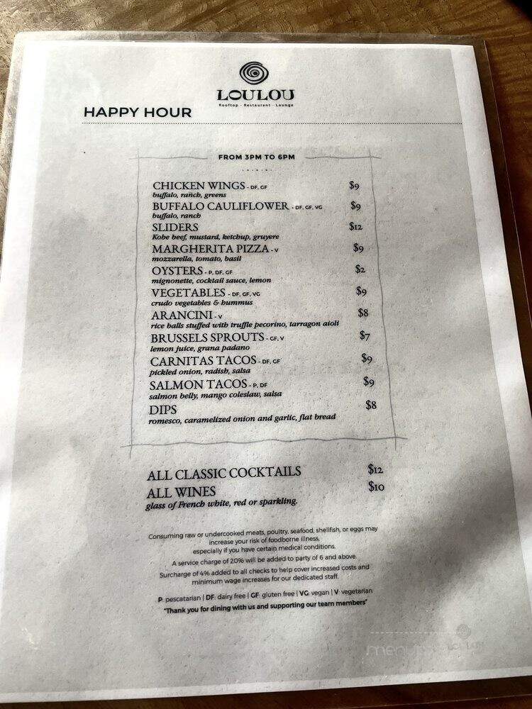 LouLou - SANTA MONICA, CA menu_pic