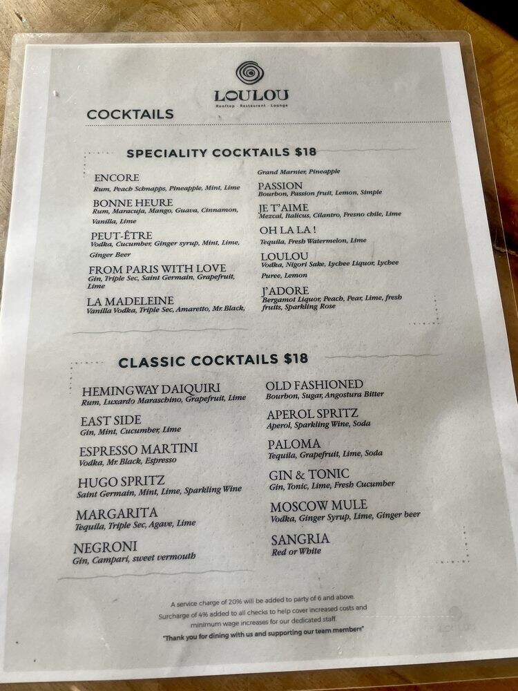 LouLou - SANTA MONICA, CA menu_pic