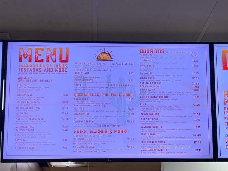 TaCaliente Mexican Grill - San Diego, CA menu_pic