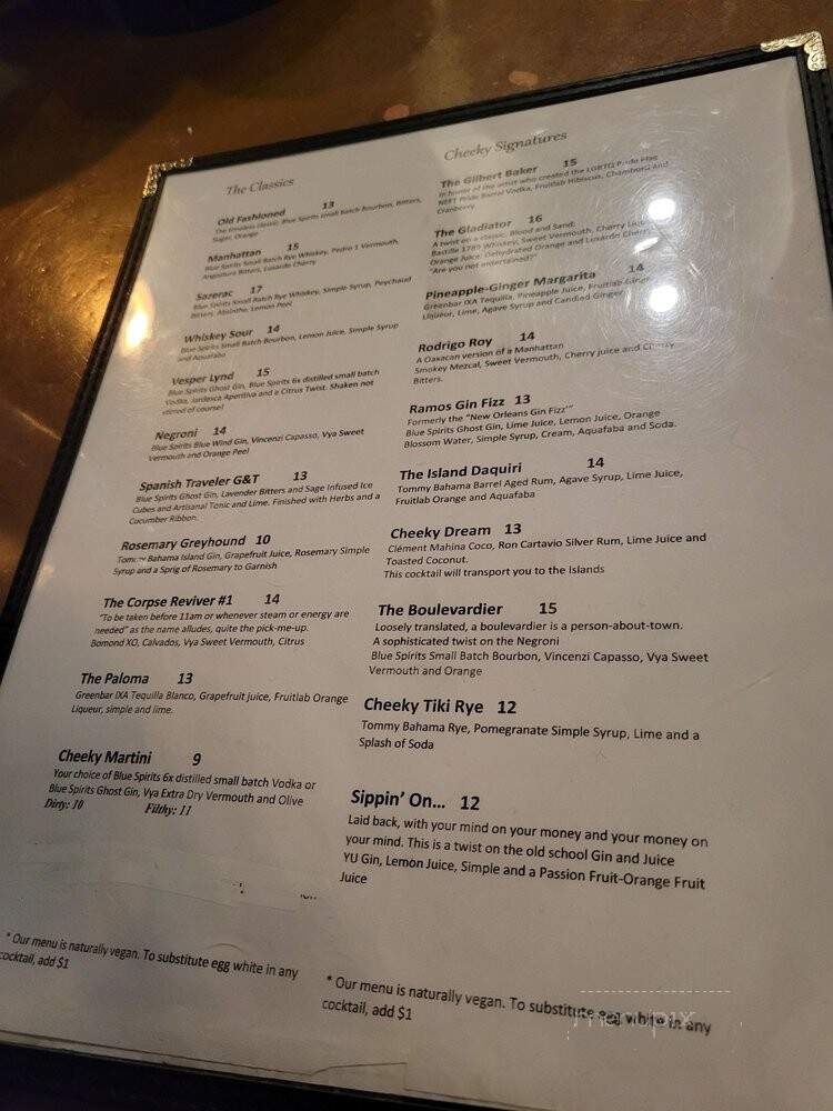 Cheeky Martini Lounge - Olympia, WA menu_pic