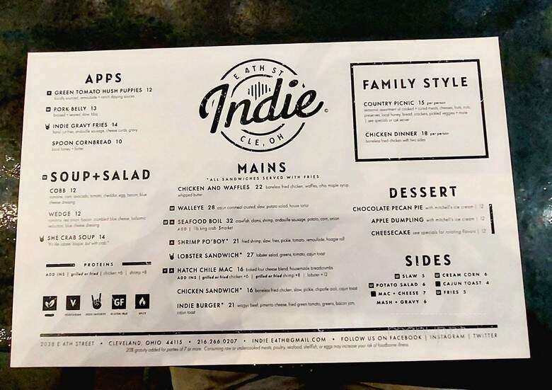 Indie - Cleveland, OH menu_pic