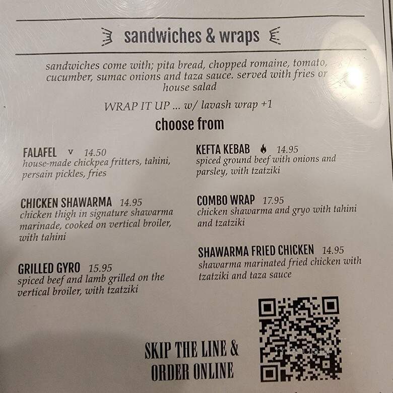 Taza Mediterranean Street Kitchen - Santa Barbara, CA menu_pic