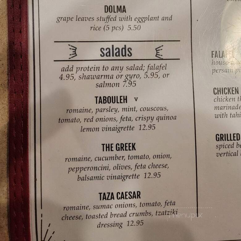 Taza Mediterranean Street Kitchen - Santa Barbara, CA menu_pic