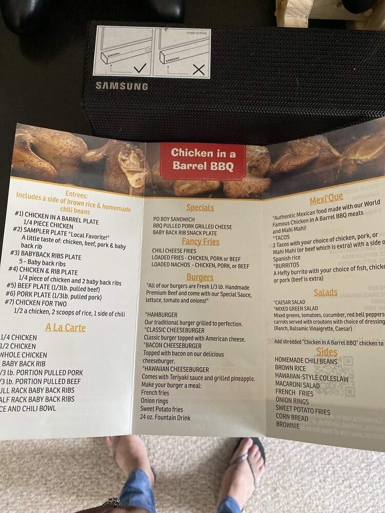 Chicken In A Barrel BBQ - Huntington Beach, CA menu_pic