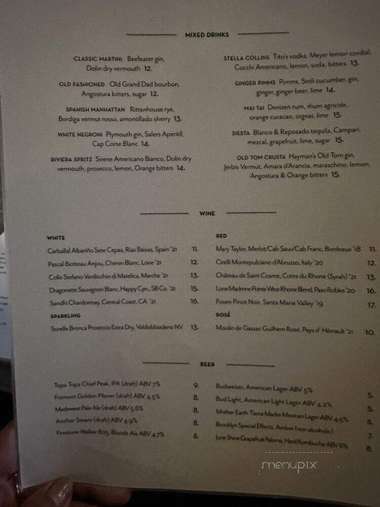 Riviera Bar - Santa Barbara, CA menu_pic