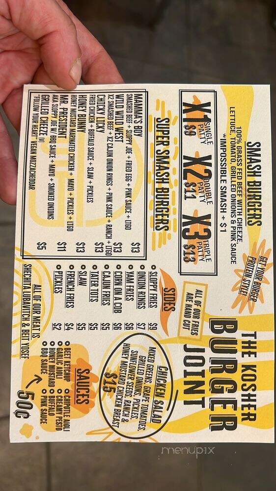 The Kosher Burger Joint - Los Angeles, CA menu_pic