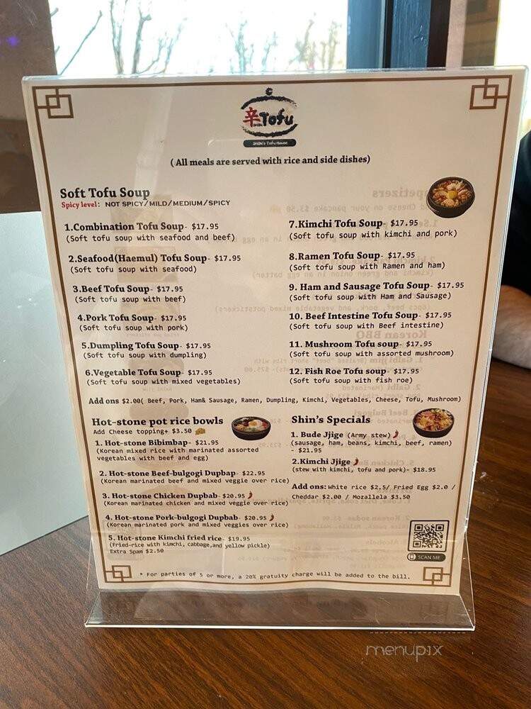 Shin's Tofu - San Jose, CA menu_pic