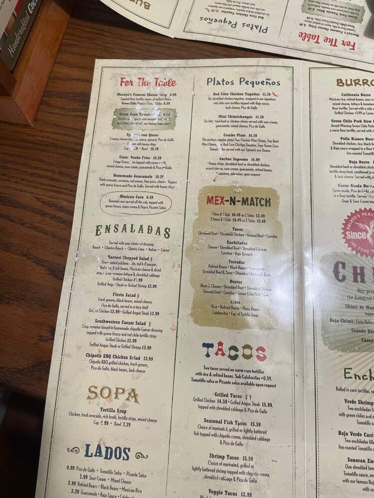 Macayo's Mexican Food - Chandler, AZ menu_pic
