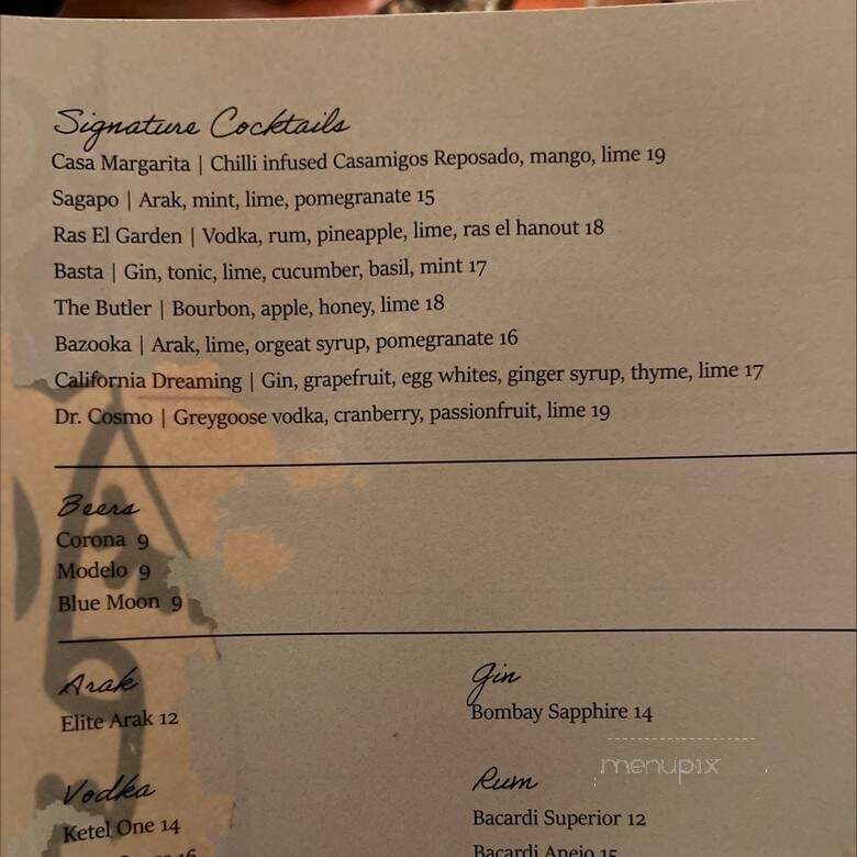 Next Door - Los Angeles, CA menu_pic