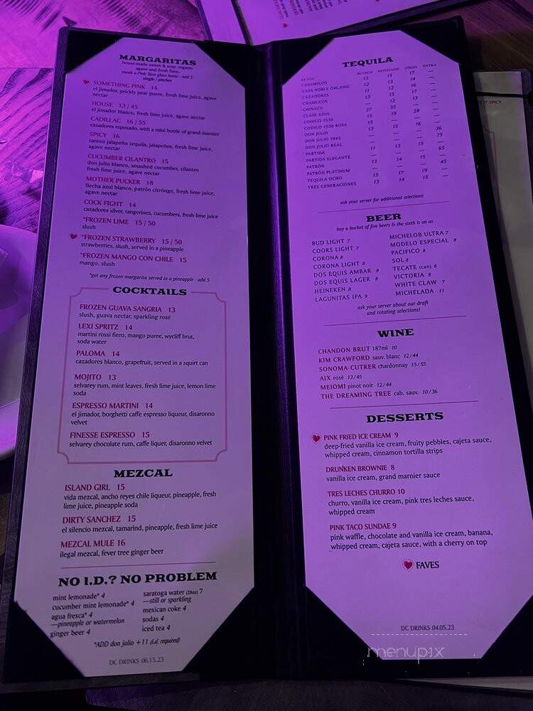 Pink Taco - Washington, DC menu_pic
