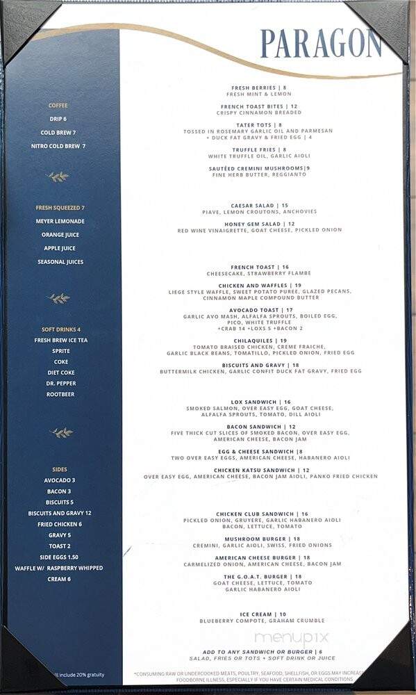 Paragon - Costa Mesa, CA menu_pic