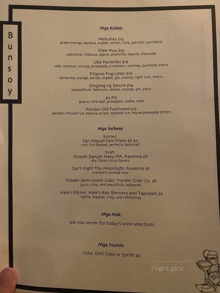 Bunsoy - Seattle, WA menu_pic