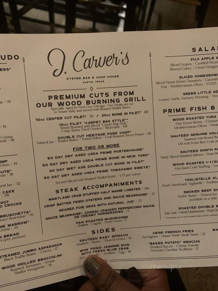 J Carver's - Austin, TX menu_pic